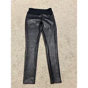 Spanx Assets size L Black Faux Leather Leggings High Rise HARDLY WORN D24